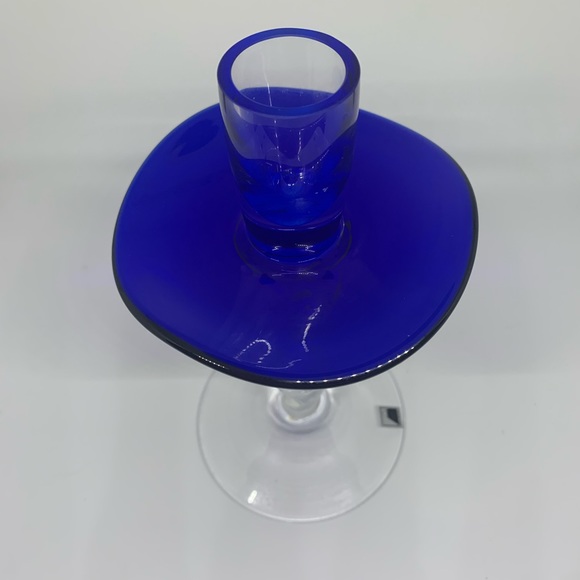 Rare find!  Atelier MORAVA CZECH cobalt blue twisted stem glass candlestick! - Picture 2 of 11